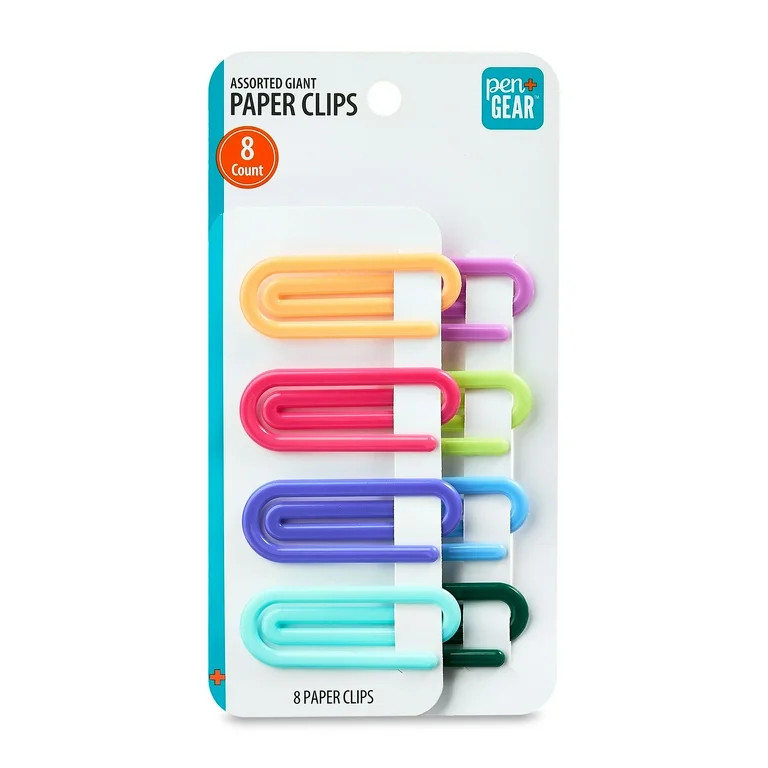 Pen+Gear Giant Paper Clips, Assorted Colors, 8 Count a Pack | Walmart (US)
