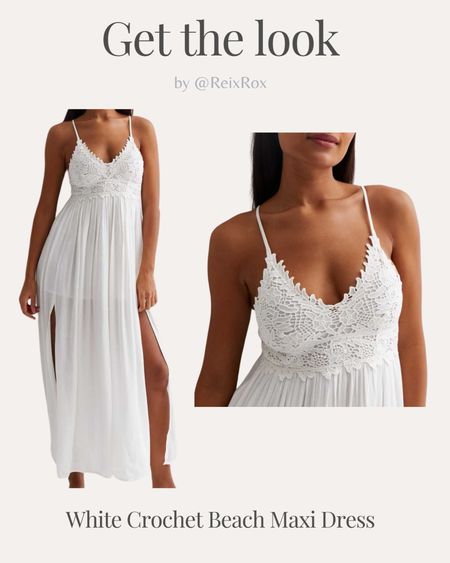 White Crochet Split Hem Beach Maxi Dress. Summer, pool party, holidays, vacation, beach look. 
Affordable fashion.  Wardrobe staple. Timeless. Gift guide idea for her. Luxury, elegant, clean aesthetic, chic look, feminine. New Look outfit idea. 


#LTKtravel #LTKfindsunder50 #LTKparties