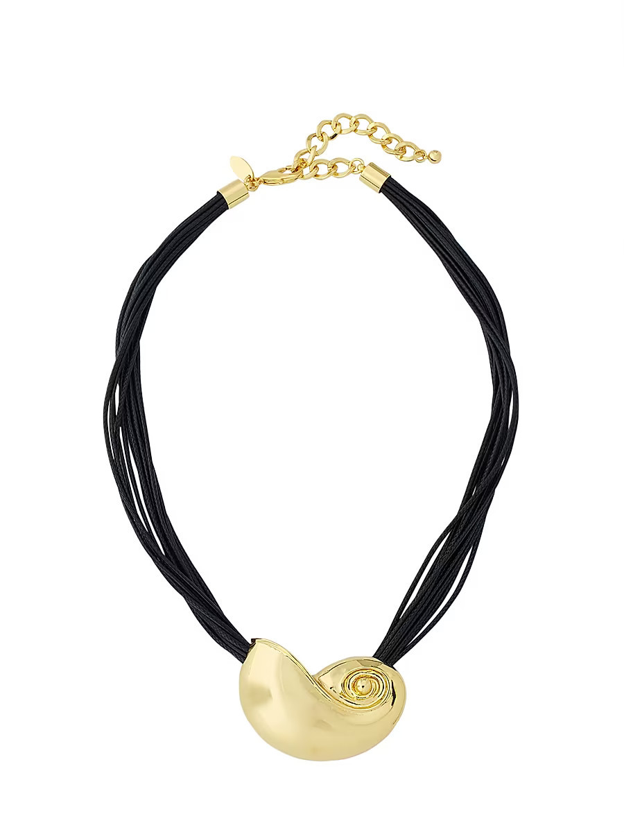 Women's Goldtone Seashell & Cord Pendant Necklace - Black | Saks Fifth Avenue