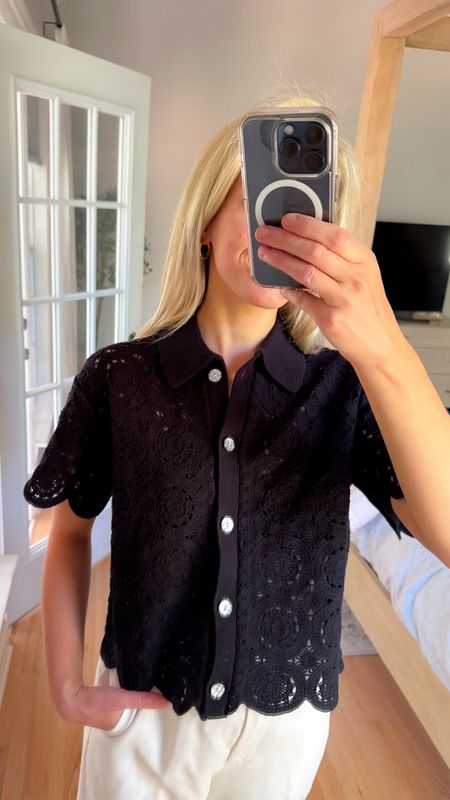 Love this abercrombie black lace top eyelet top workwear office outfit abercrombie and fitch button up top 

#LTKWorkwear #LTKFindsUnder100 #LTKFindsUnder50