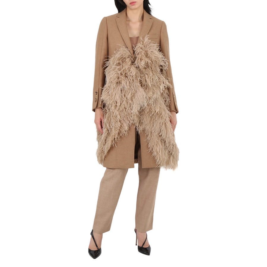 Burberry Camel Hair Feather Detail Single-breasted Tailored Coat, Brand Size 4 (US Size 2) | Jomashop.com & JomaDeals.com