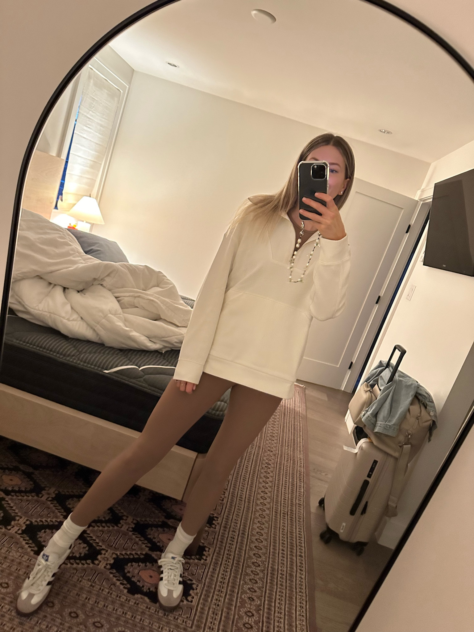 Travel look 
Size xs leggings
Size s top
Size m sweatshirt 


#LTKfitness #LTKstyletip #LTKtravel