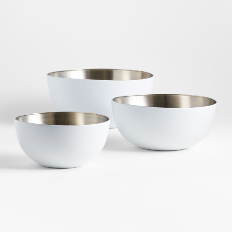 Nera Matte White Stainless Mixing Bowls, Set of 3 + Reviews | Crate & Barrel | Crate & Barrel
