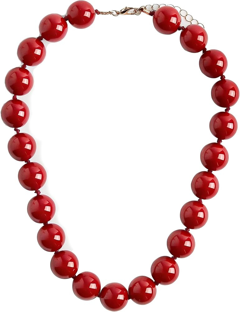 Chunky Beaded Necklace for Women Large Beads Chunky Beaded Necklace Vintage Boho Jewelry | Amazon (US)