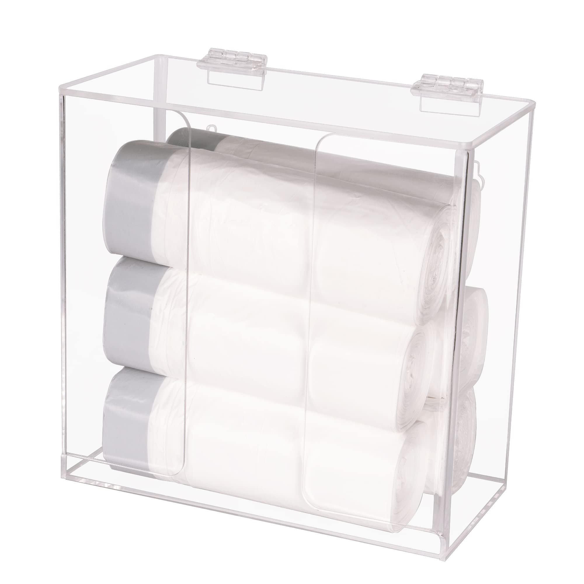 Amazon.com: Aphbrada Trash Bag Dispenser Roll Holder with Lid, Wall Mount Acrylic Kitchen Organiz... | Amazon (US)