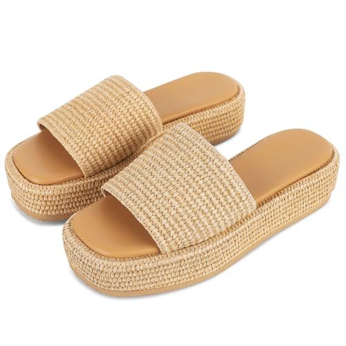 Platform Sandals for Women Espadrille Sandals Wedge Sandals for Women Cute Beach Straw Raffia San... | Amazon (US)