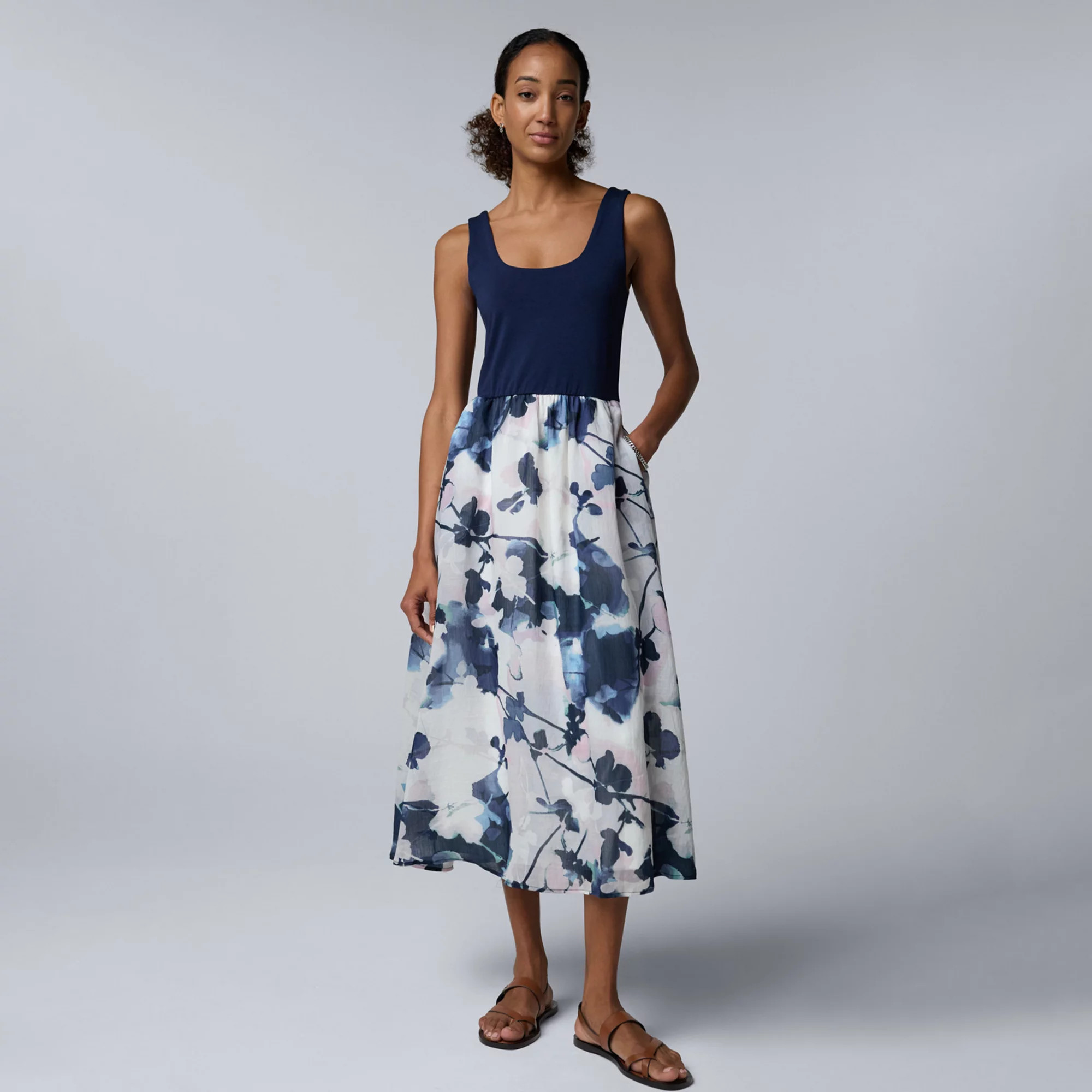Women's Simply Vera Vera Wang Mixed Media Midi Dress | Kohl's