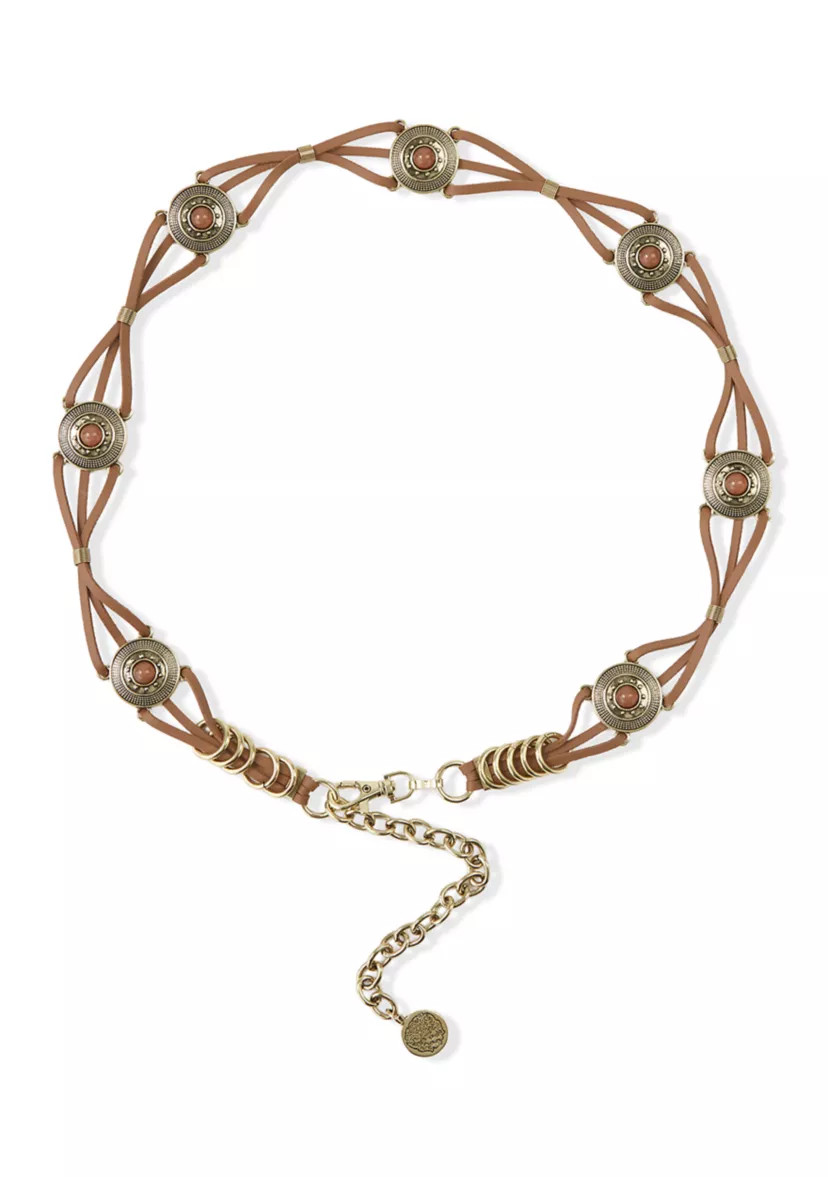 Leather Cord Stone Concho Belt | Belk