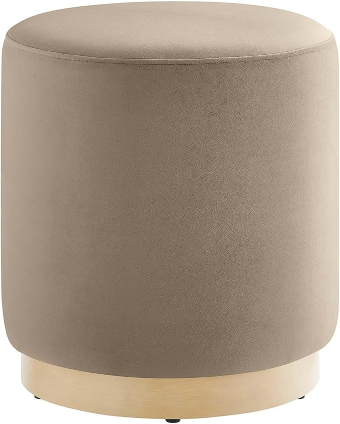 Modway Tilden 16 Inch Round Performance Velvet Upholstered Ottoman in Taupe Natural - Small Ottom... | Amazon (US)