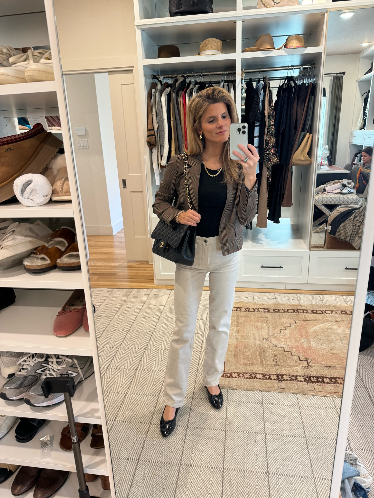 wearing XXS in blazer, XS in tank and short length in jeans 