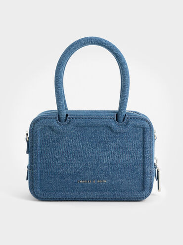 Perline Denim Elongated Tote Bag
 - Denim Blue | Charles & Keith US