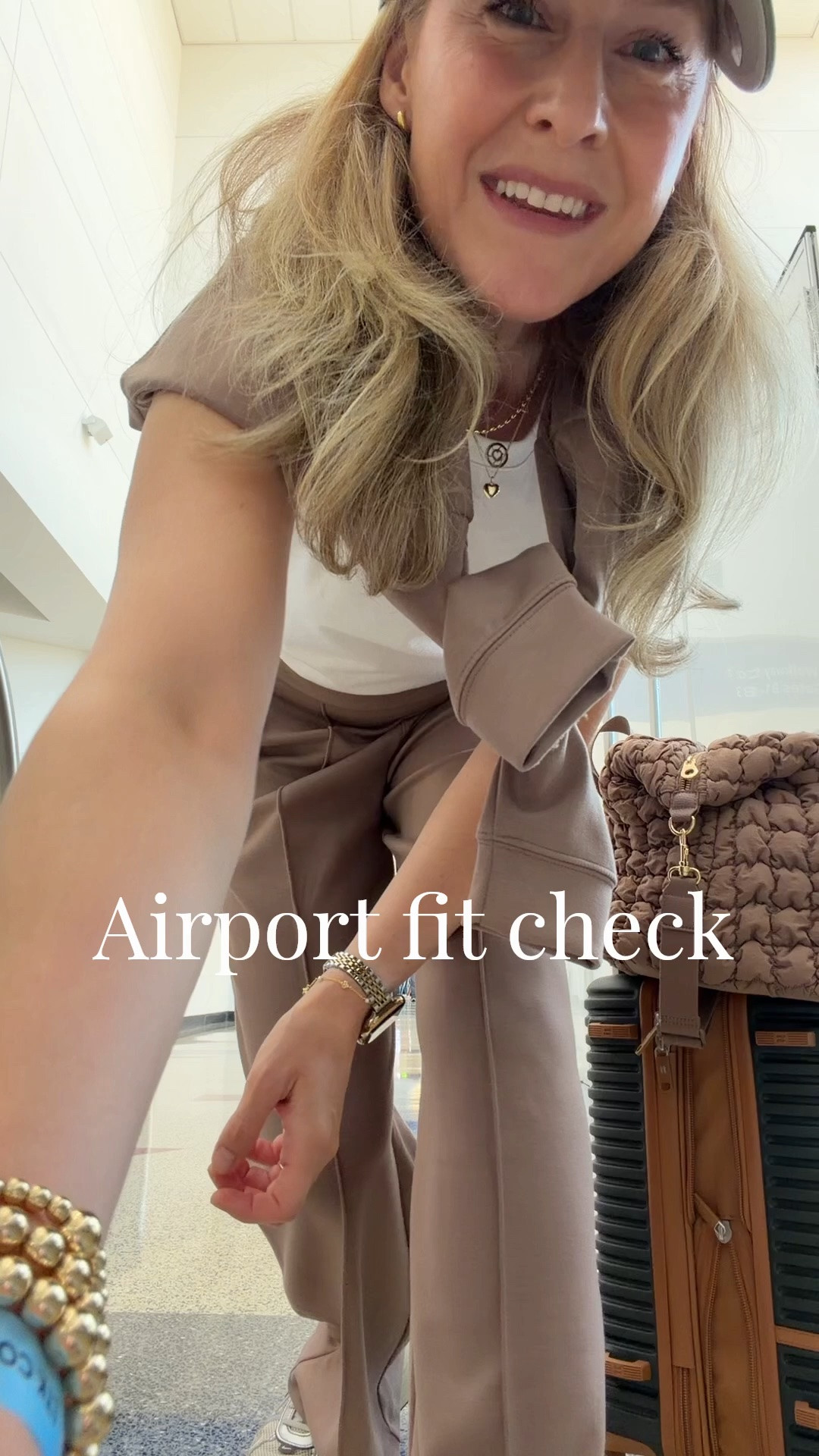 Airport fit check! Walmart’s sets are just like the Spanx Air Essentials and perfect for travel, fit true to size, the small is a 4-6 and fits closer to a 4. I’m 5’8” wearing medium regular. My colorway is past season; linking this year’s options. Tee size medium. Couldn’t be happier with this carry on suitcase and weekender bag, fit a lot and great quality! Suitcase also comes in cream. #walmartfashion @abercrombie #targetcreator @Target travel outfit for plane airport

#LTKCon #LTKootd #LTKTravel