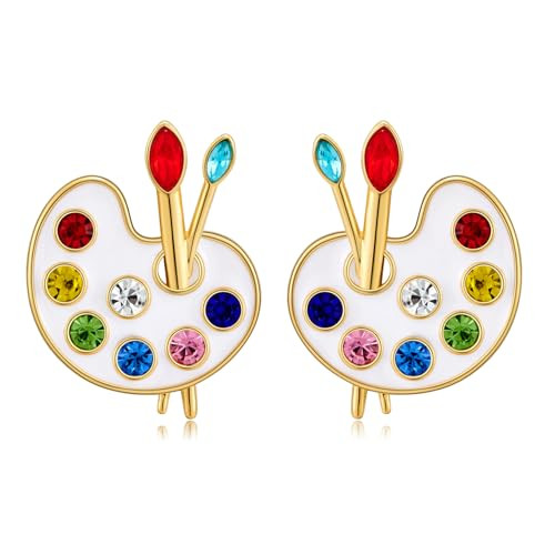 LILIE&WHITE Teacher Earrings For Women With Colorful Drawing Boards And Brushes Palette Earrings Stud Earrings Art Earrings School Earrings Fashion Back to School Earrings Gift | Amazon (US)