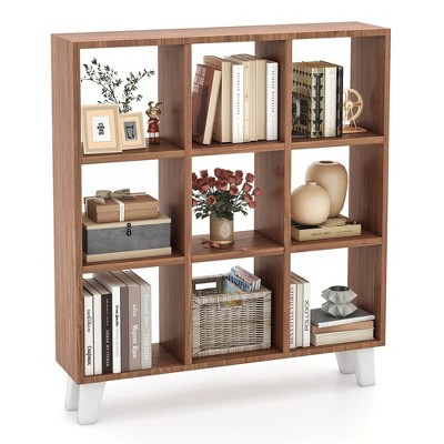 Costway 1 PCS 9-Cube Bookcase with 6 Removable Shelves Raised Support Feet for Living Room Brown | Target