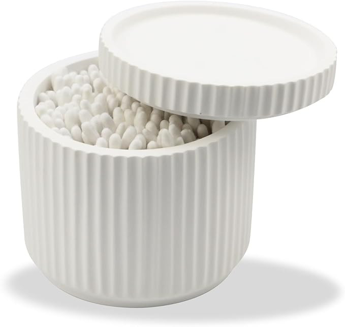 Bathroom Accessory Cotton Ball Holder Diatomaceous Earth Swab Dispenser Absorbent Qtip Holder Res... | Amazon (US)