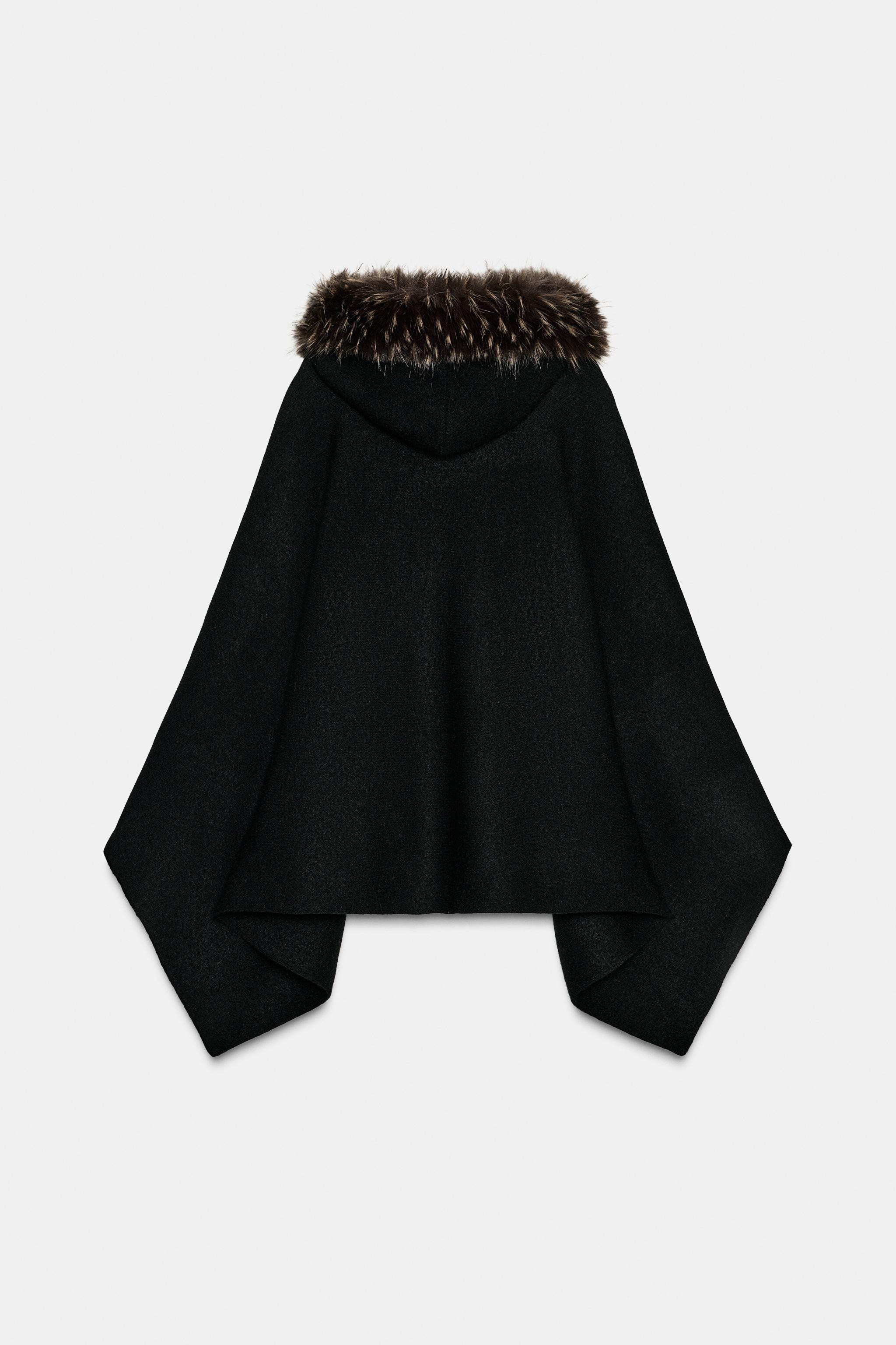 FAUX FUR KNIT CAPE | Zara US