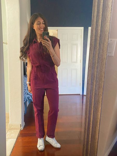Revolve jumpsuit! Cute transition piece for fall and love the color