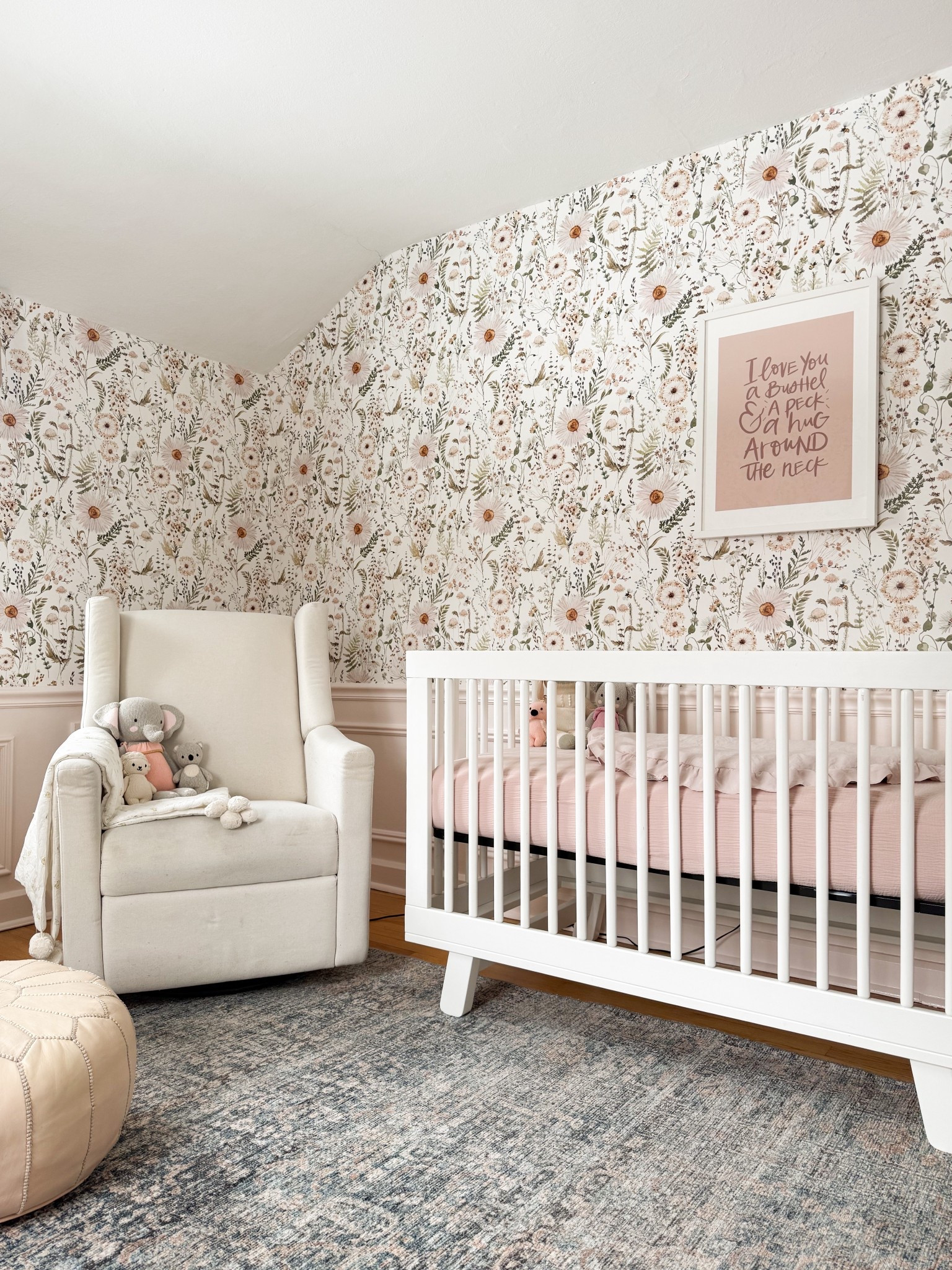 The sweetest nursery for a little babe! 

We chose this beautiful wildflower wallpaper and built the room around it. The palest pink trim (BM shell pink), roman shades (tapioca), and whimsical accessories 🩶

#LTKBump #LTKBaby #LTKHome