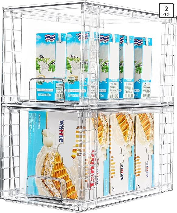 Vtopmart 2Pack Large Stackable Kitchen Pantry Storage Drawers, Clear Organizer Bins with Handles,... | Amazon (US)