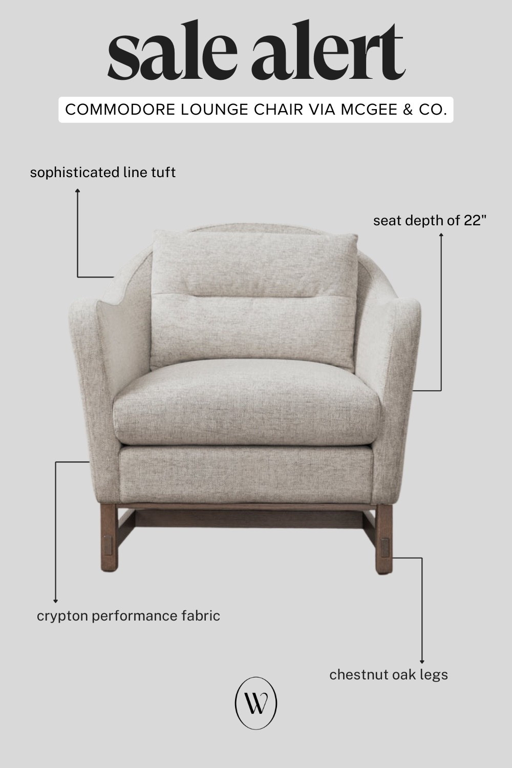 Snag this designer approved living room accent chair on major sale! I’m loving the line tuft detail, found in the back cushion, as well as the chestnut wood legs and frame.

#LTKHome #LTKSaleAlert