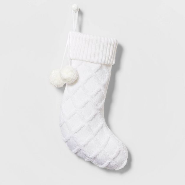 Tufted Diamond Lattice Knit Christmas Stocking - Wondershop™ | Target