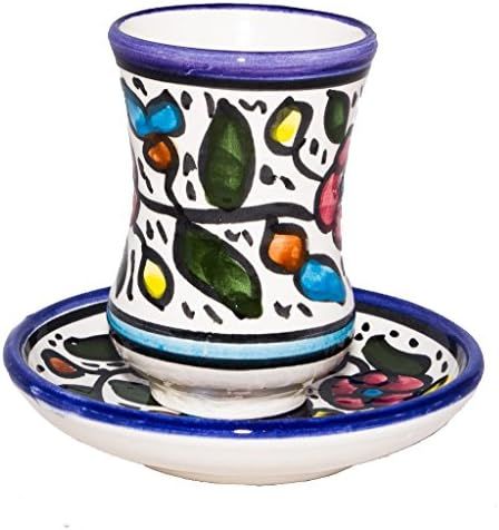 Beverage Cup - Handmade and Hand Painted Ceramic Crafted by Hebron Artisan- MultiColor - Beverage... | Amazon (US)