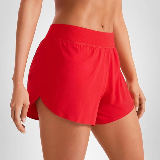 CRZ YOGA Mid Waisted Split Running Shorts for Women 4" - Comfy Mesh Liner for Workout Athletic Gy... | Amazon (US)