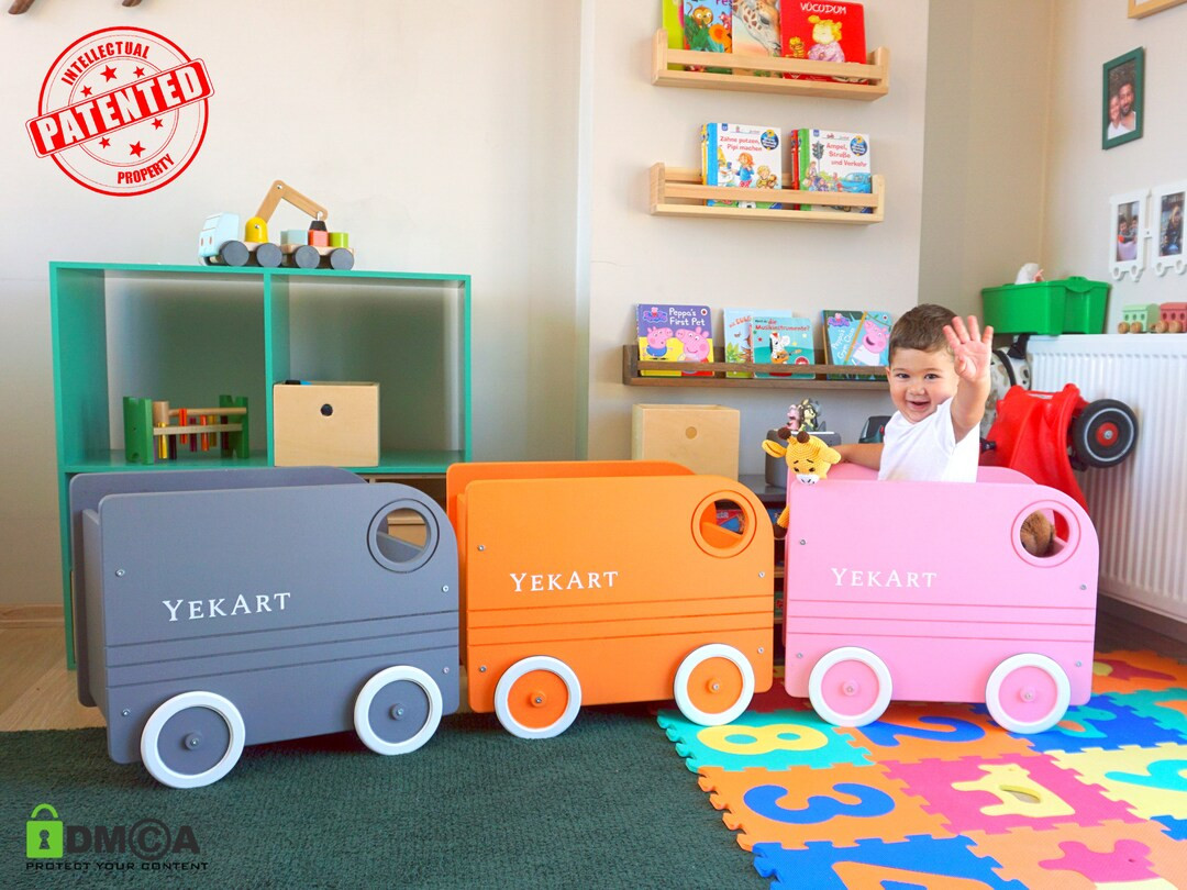 Wooden Toy Box | Wooden Toy Organizer | Wooden Toy Car | Montessori furniture | Baby Nursery Stor... | Etsy (US)
