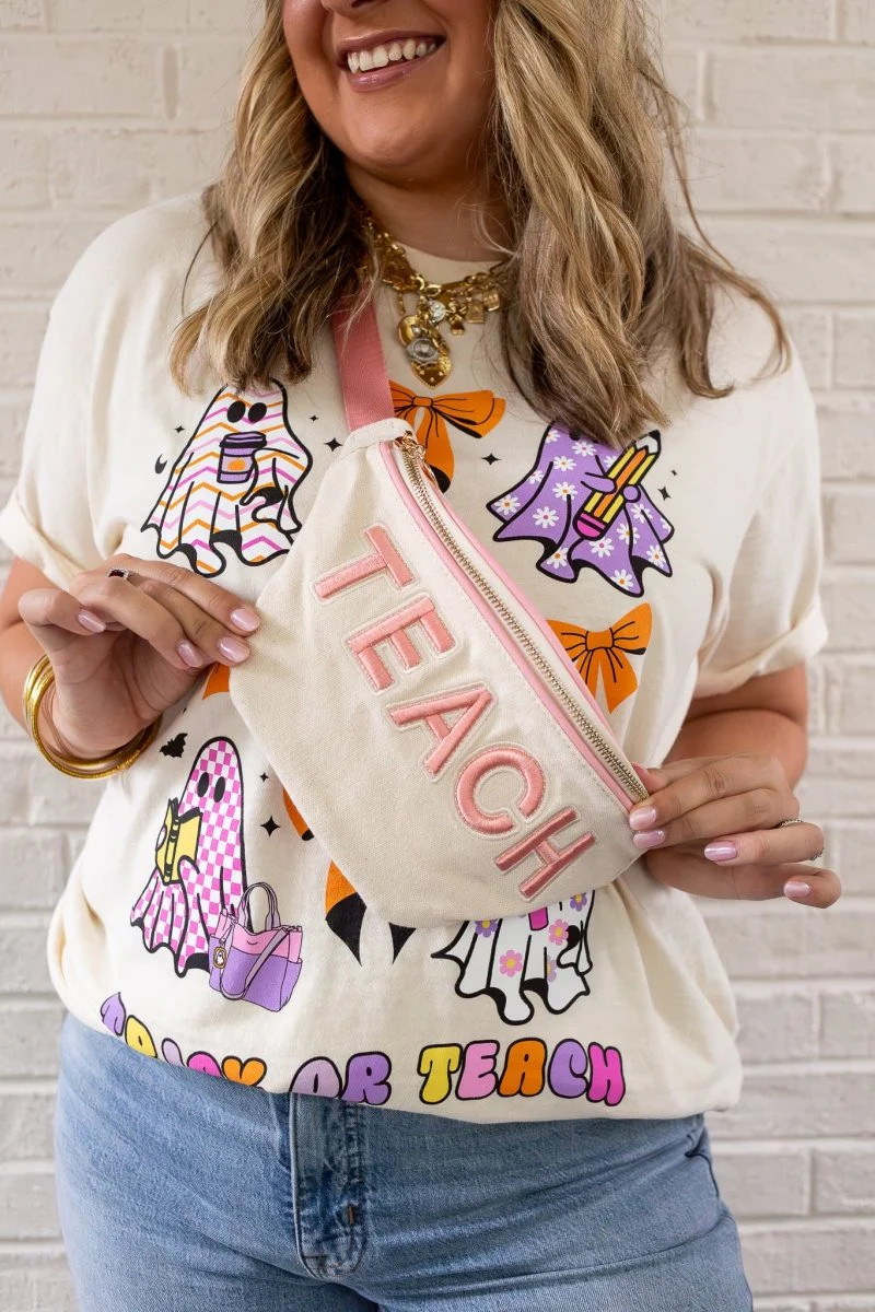 Pink Canvas Teach Fannypack | Get Your Teach On