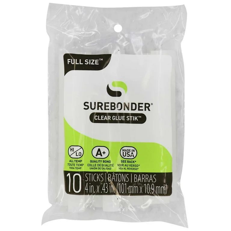 Surebonder All Purpose Clear 4-inch Full Size Hot Glue Sticks - 10 Pack | Walmart (US)