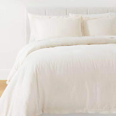 Raw Edge Hemstitch Cotton Slub Duvet & Sham Set - Threshold™ designed with Studio McGee | Target