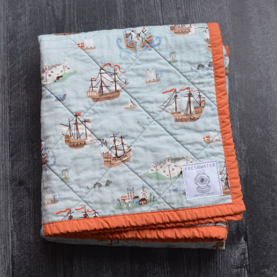 Pirates Baby Quilt Baby Quilt Handmade Wholecloth Quilt - Etsy | Etsy (US)