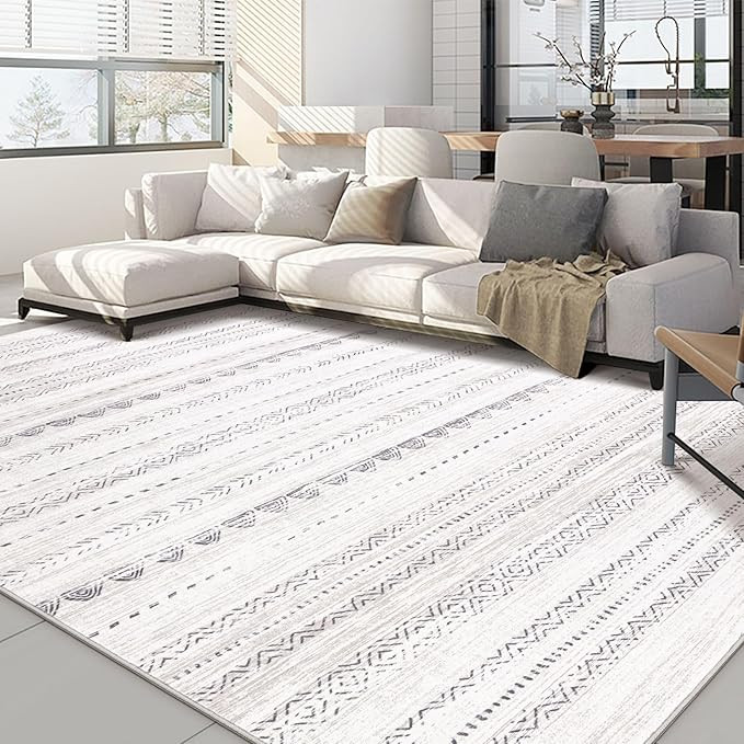 Area Rug Living Room Rugs: 5x7 Large Soft Machine Washable Boho Moroccan Farmhouse Neutral Stain ... | Amazon (US)