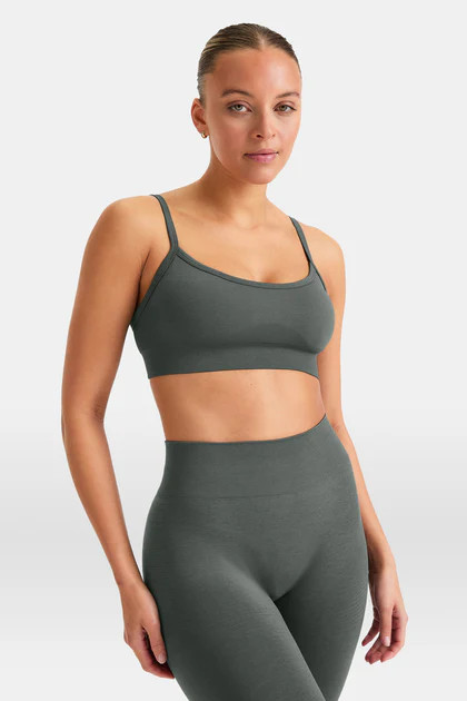 SCULPT SEAMLESS BANDEAU SPORTS BRA - DARK OLIVE MARL | TALA (UK)