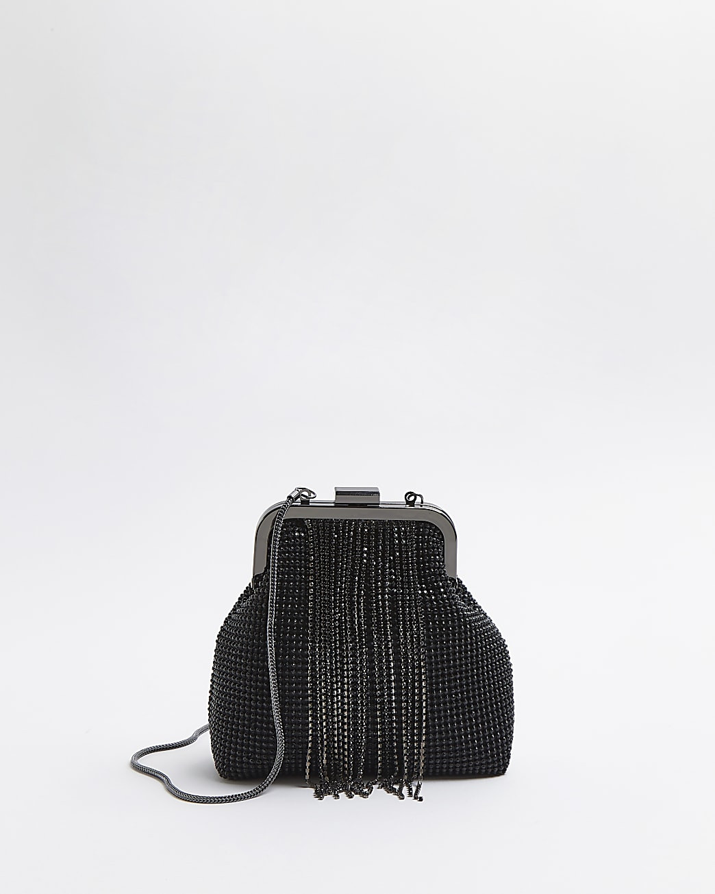 Black diamante embellished chain bag | River Island (UK & IE)