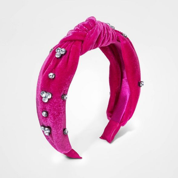 Girls&#39; Top Knot Rhinestone Headband - Cat &#38; Jack&#8482; Pink | Target