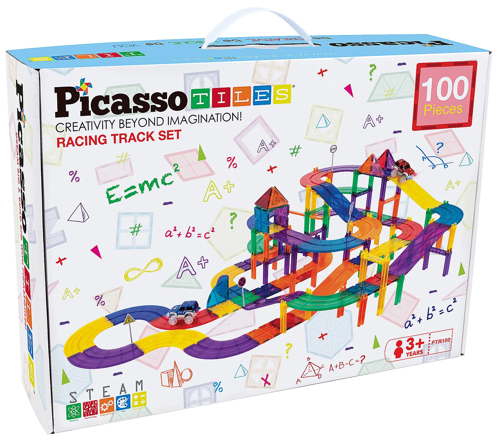 PicassoTiles 100 Piece Magnetic Tile Race TrackBuilding Set | QVC