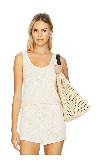 Cotton Slub Mesh Tank Top in Natural | Revolve Clothing (Global)