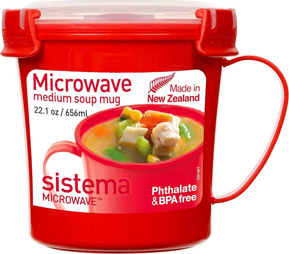 Sistema Microwave Soup Mug with Lid and Steam Release Vent, Dishwasher Safe, 22.1-Ounce, Red | Amazon (US)