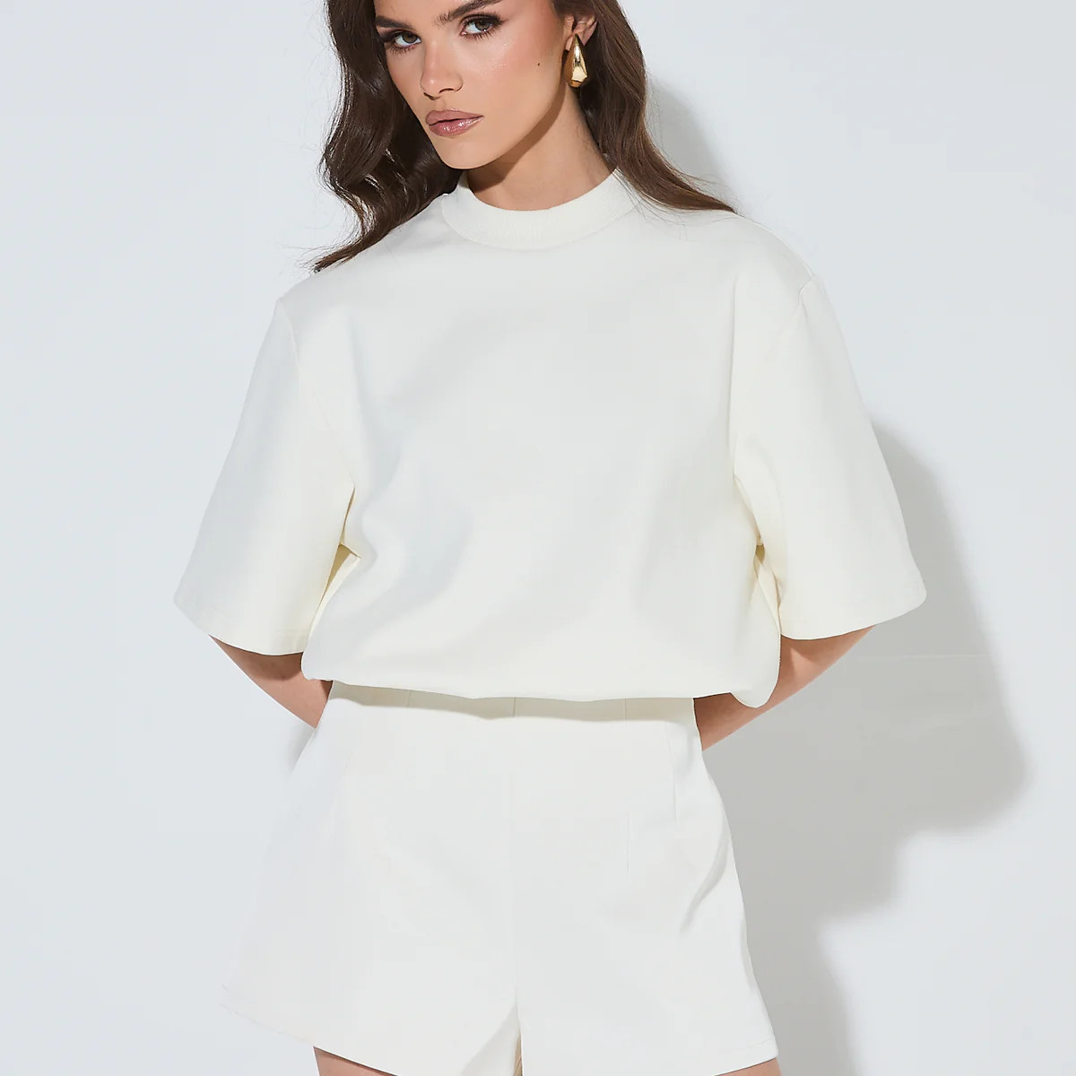 BLANCA Ivory Satin High Waisted Shorts | Noughts and Kisses