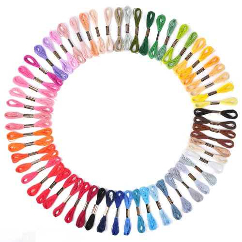 60 Color Skeins Rainbow Color Embroidery Floss，Cross Stitch Threads, Bracelet Yarn, Craft Floss | Amazon (US)