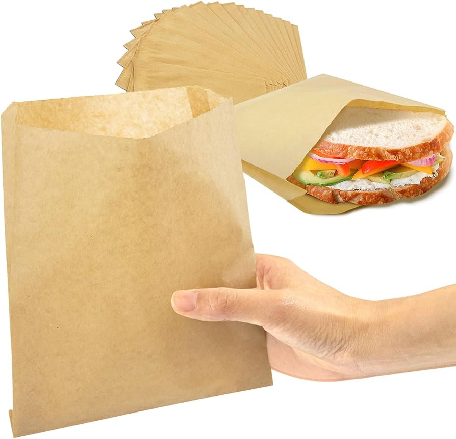 Fit Meal Prep 200 Pack Paper Sandwich Bags 7 x 6”, Greaseproof Snack Bags, Unbleached Pastry Ba... | Amazon (US)