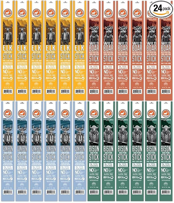 PEARSON RANCH Game Meat Sticks Variety - Elk, Bison, Venison, Wild Boar - Exotic Jerky Sticks, No... | Amazon (US)