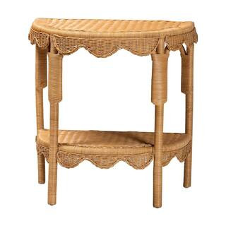 bali & pari Paisley 28.7 in. Light Honey Half-Moon Wicker Rattan Console Table 252-14112-HD - The... | The Home Depot