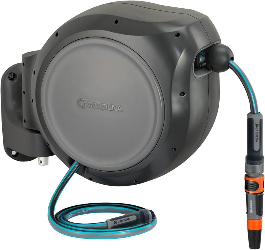 GARDENA Retractable Garden Hose Reel - 75 Feet - Auto Retract Hose Reel with 180\u00b0 Swivel Wal... | Amazon (US)