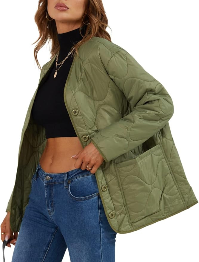 Bellivera Women Quilted Lightweight Coat Puffer Padded Spring Short Button Jacket | Amazon (US)