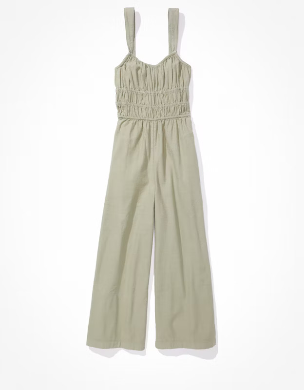 AE Smocked Cinched-Waist Jumpsuit | American Eagle Outfitters (US & CA)