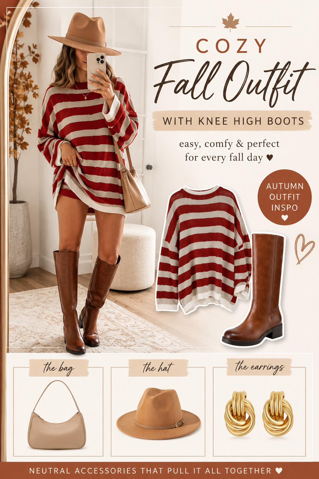 Fall outfit season is officially here 🤎🍂

This oversized striped sweater paired with knee-high boots is one of those easy outfits that looks put together without trying too hard. I added neutral accessories, a classic hat, and simple gold jewelry to complete the look.

Perfect for pumpkin patches, fall photos, brunch dates, shopping days, and everything in between. These are the pieces I'll be reaching for on repeat all season long.

Shop the full look here 👇

#LTKStyle #FallFashion #AmazonFashion #FallOutfit #FallStyle #KneeHighBoots #SweaterWeather #AmazonFinds #NeutralStyle #LTKFall
 

 #LTKootd #LTKmomlife