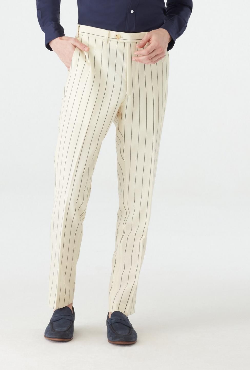 Kingsbury Wide Stripe Ivory Pants | Indochino
