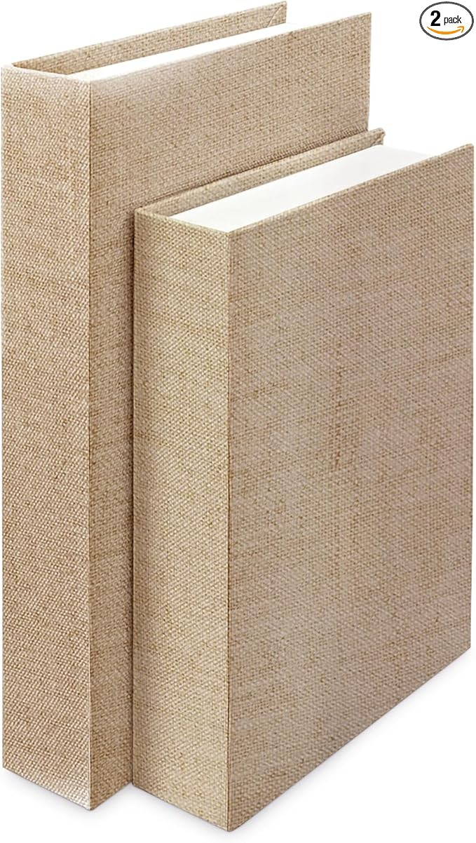 2Pcs Faux Books for Decorative, Linen Fake Books Boxes Blank Stacked Decor for DIY Crafts Hotel E... | Amazon (US)